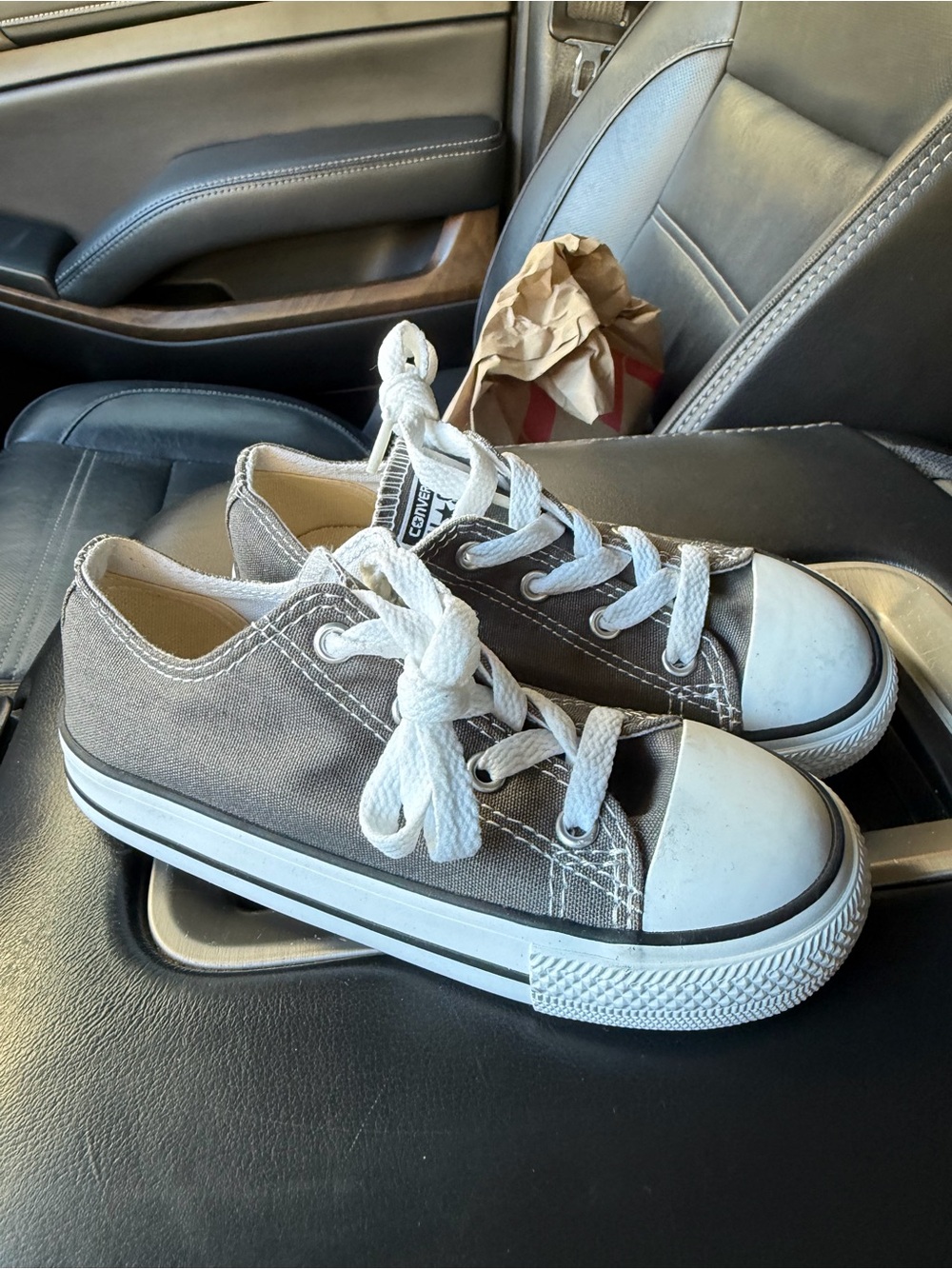 Converse Kids Low-Top Canvas Sneakers in Gray and White